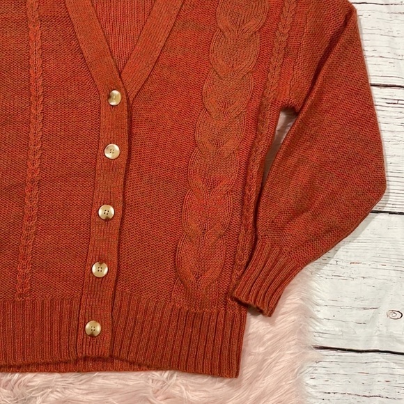 Staud Blake Oversized Cable Knit Cardigan in Orange - Picture 7 of 11